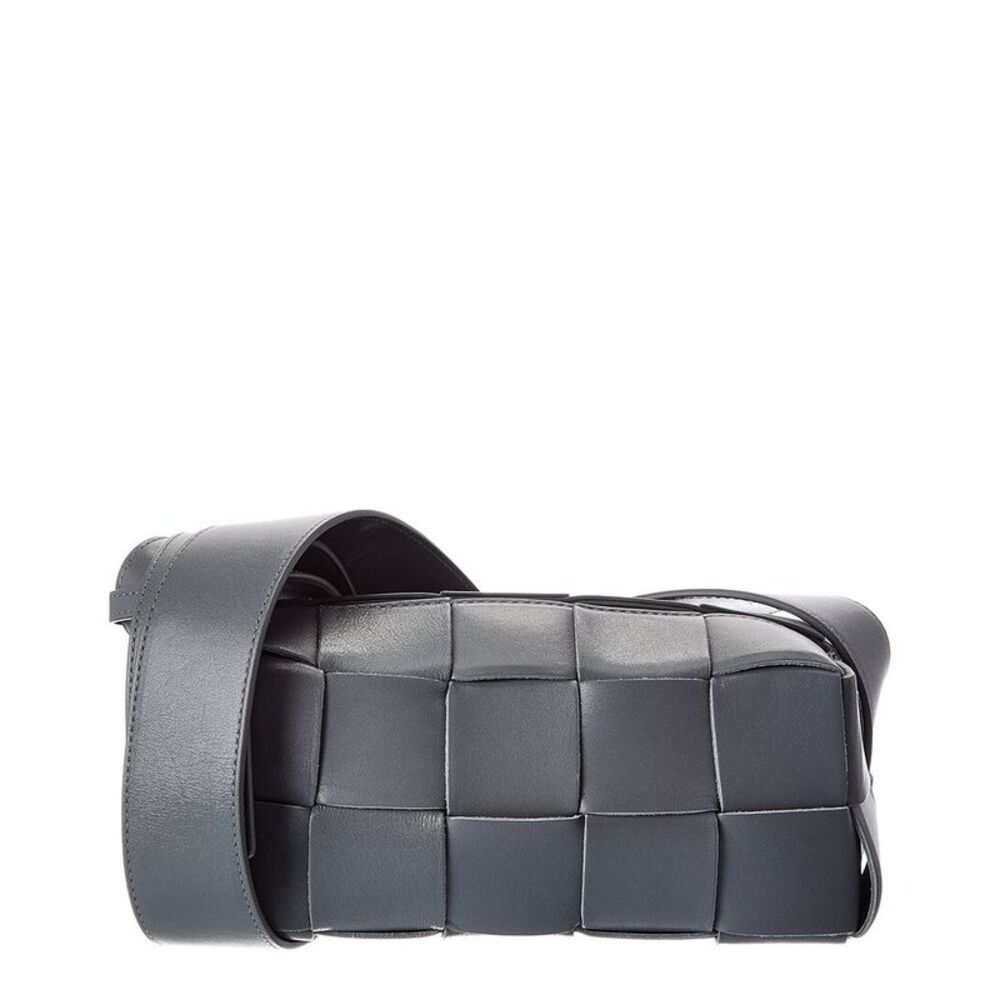 Bottega Veneta Brick Cassette Small Maxi Intrecciato Leather Shoulder Bag, Grey
